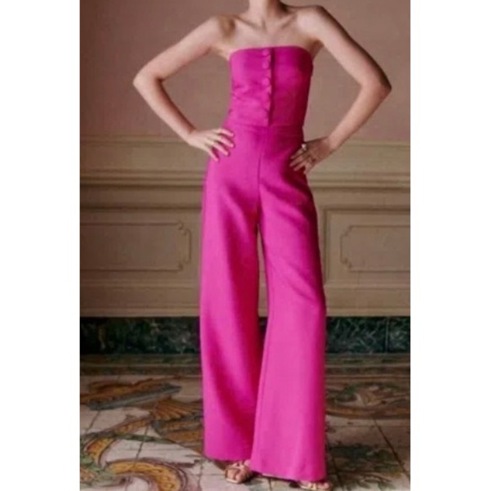 NEW Sezane | Editions Tymo Wide Leg Trousers in Hot Pink Wool Blend Sz 6/38 - Picture 1 of 11